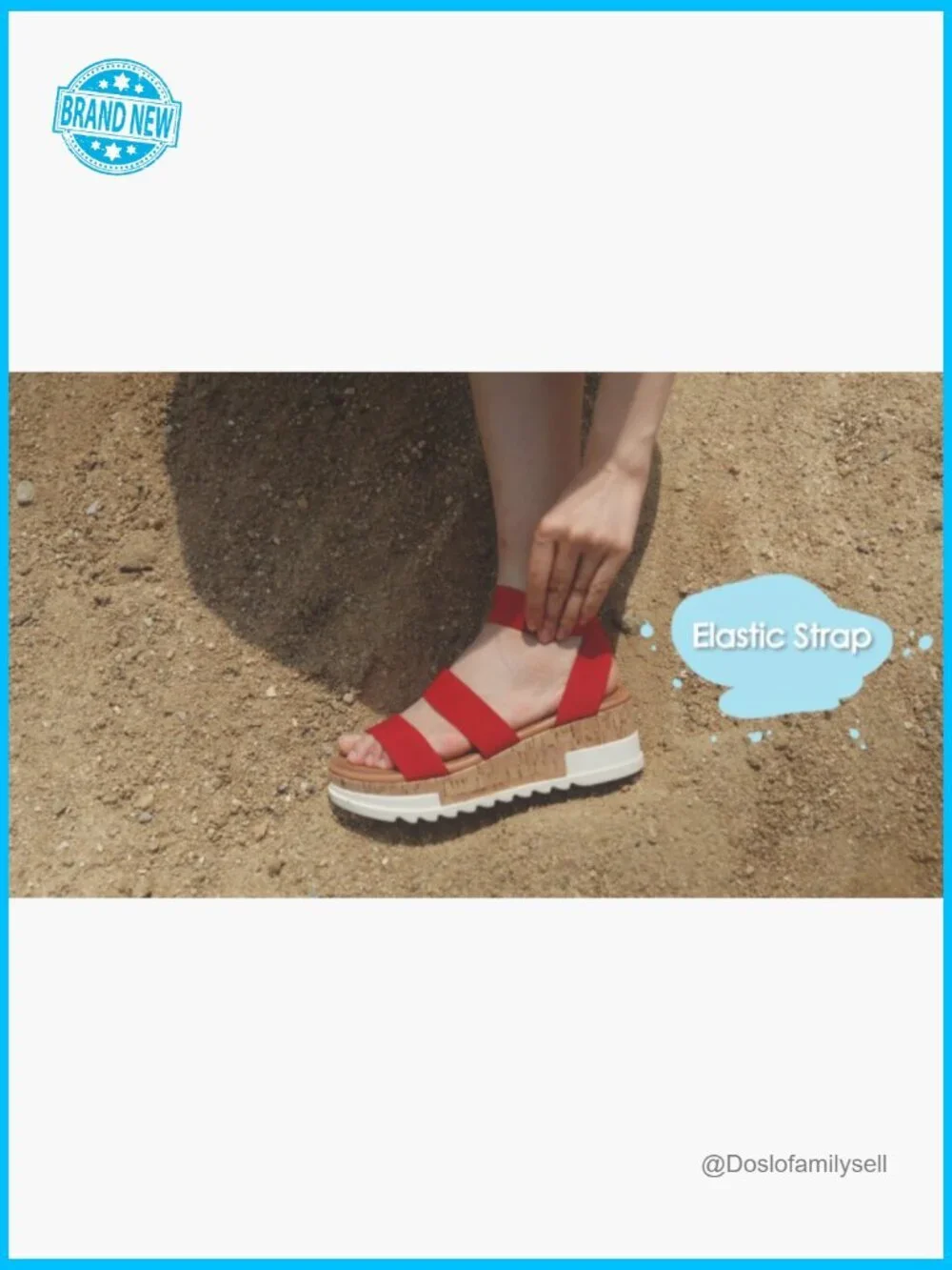 Open Toe Elastic Ankle Strap Casual Flatform Platform Wedges Sandals